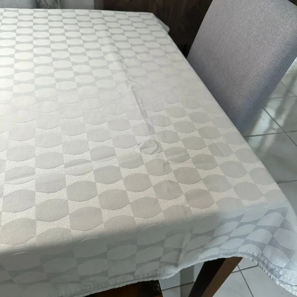Kate Spade NY Rectangle Mosaic Sateen Matelassé Light Gray Tablecloth 58x112